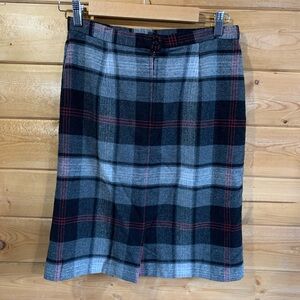 Vintage Plaid Virgin Wool Blend‎ Skirt Black Gray Grey Twee Office Vixen Size 10